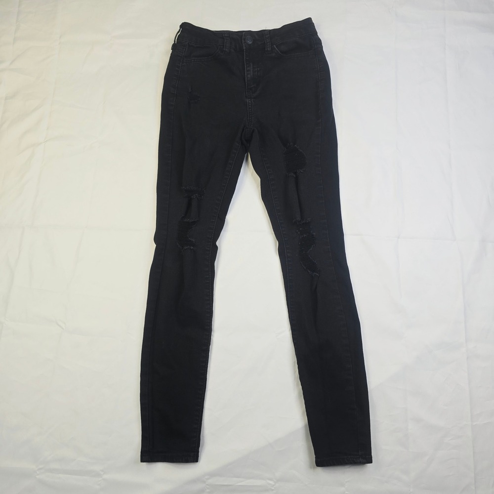 SO Women's Skinny Jeans Size 3 Black Distressed Ripped High Rise Denim H27
